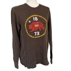 Levi’s Thermal Long Sleeve Tee California Bear Graphic Novelty Print Crewneck